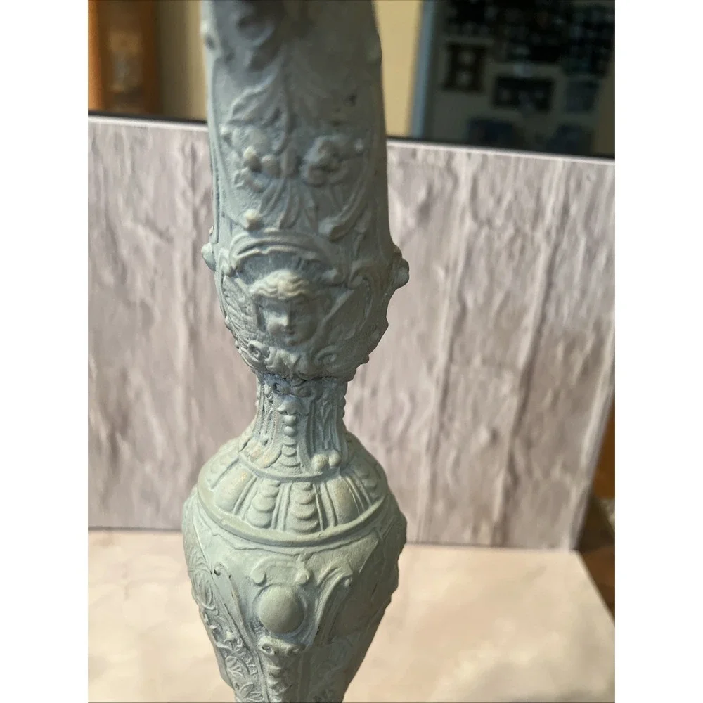 VTG Italian Ornate Ewer Vase – Rococo Revival Cast Metal with Verdigris‎ Finish